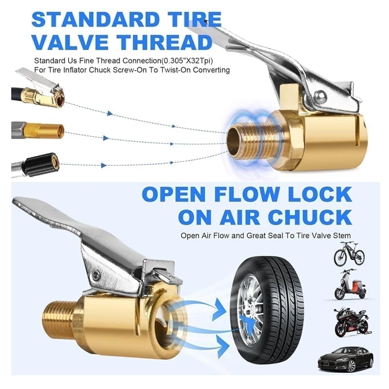 Tire Air Chuck with Clip Adapter