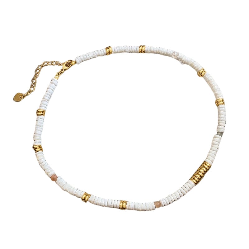 Frisbee Natural Beaded Necklace