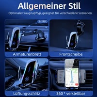 T28 Intelligente 15W Schnelllade-Autohalterung mit RGB-Ambient-Licht