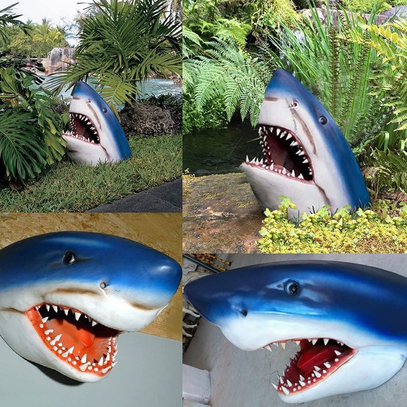 🦈 Décoration de statue d'art de jardin de requin