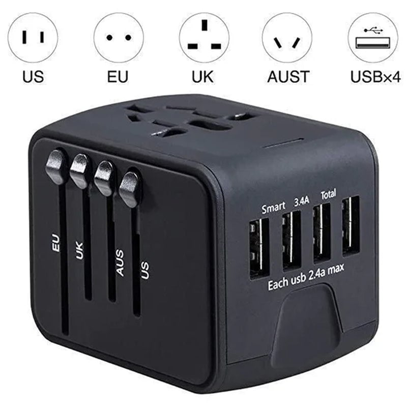 Alles-in-één universele reisstroomadapter