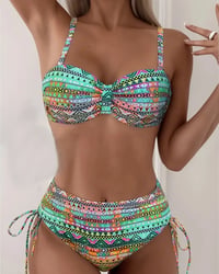Zestaw Bikini Seksowny z Etnicznym Wzorem
