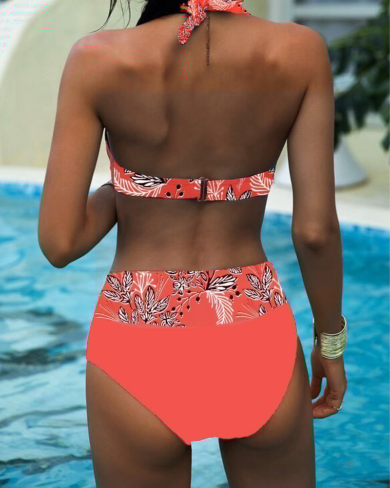 Bikini-Set mit Neckholder-Print