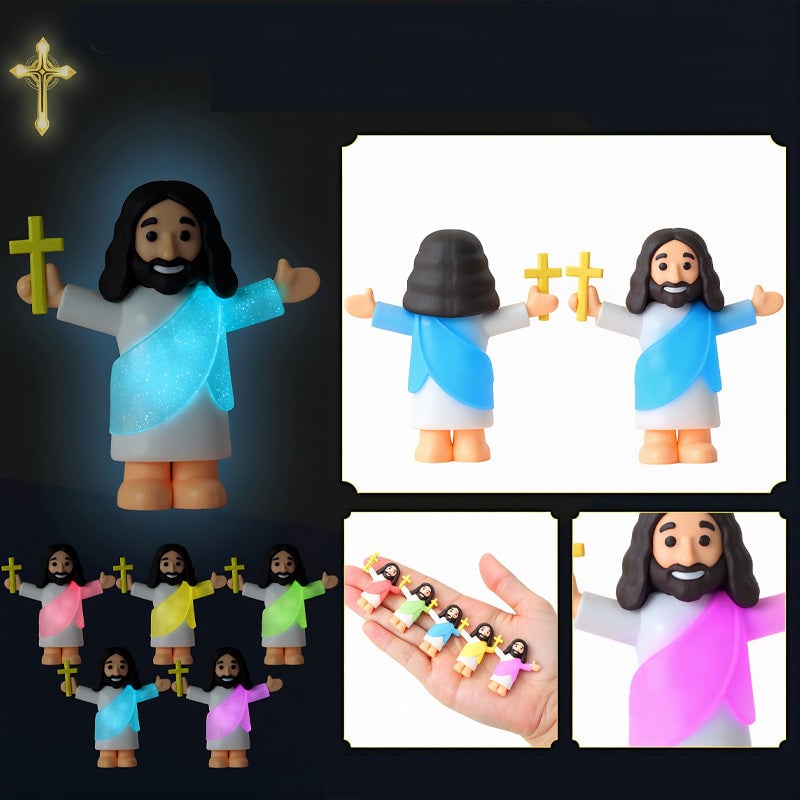 Glow in the Dark Mini Jesus Figurines with Bible verse Cards (5 pcs)