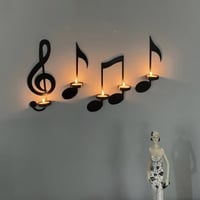 Zwarte Muzieknoot Wandkandelaar