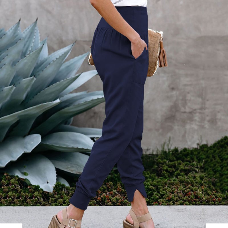 Joggingbroek met hoge taille en zakken