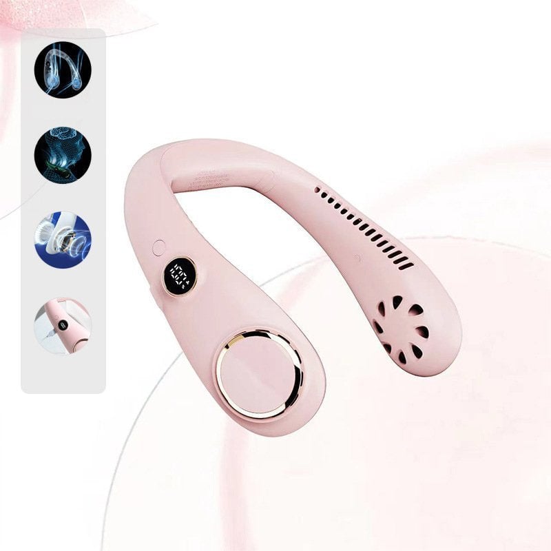 2023 Uusi kannettava kaulatuuletin digitaalisella näytöllä