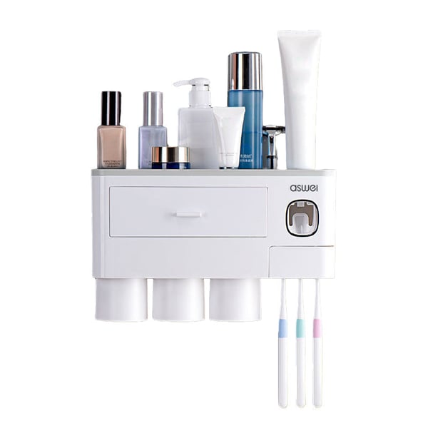 Toothbrush holder with a drawer