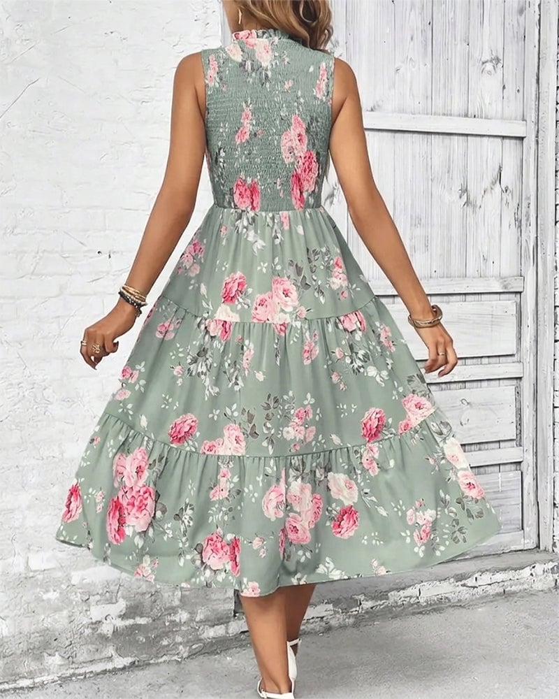 Floral Print Smocked Dress