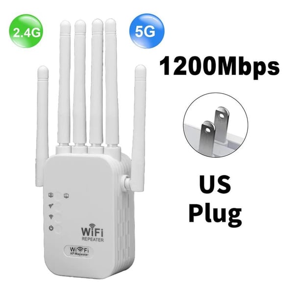 Upgraded 6-Antenna WiFi Extender 1200Mbps