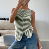 Débardeur uni boutonné sur le devant pour femme