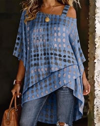 Polka Dot Print One-Shoulder Irregular Blouse