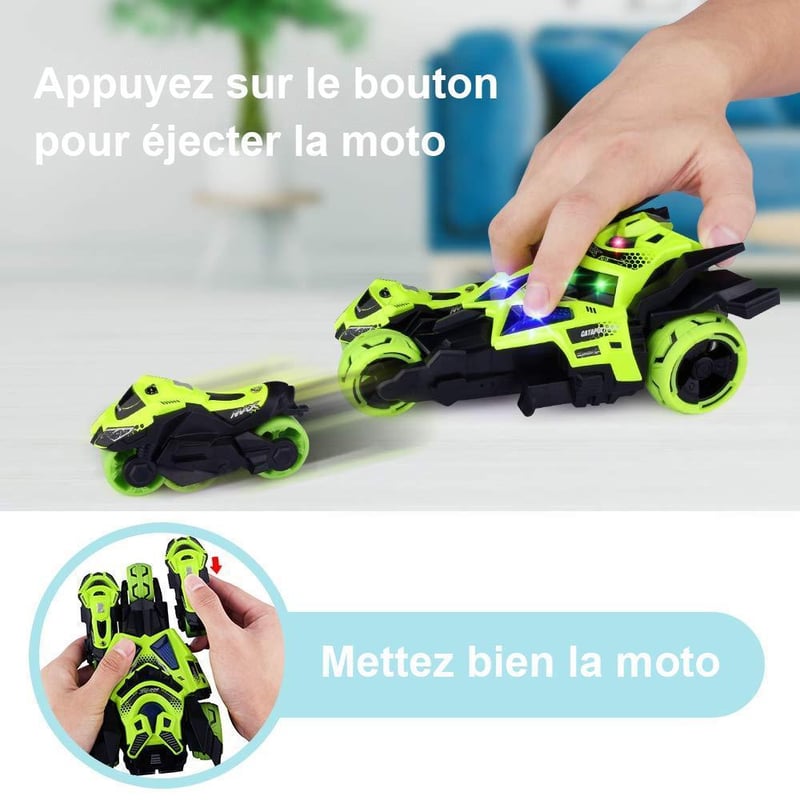 3 en 1 Alliage Catapulte Jouet Voiture avec Deux Motos