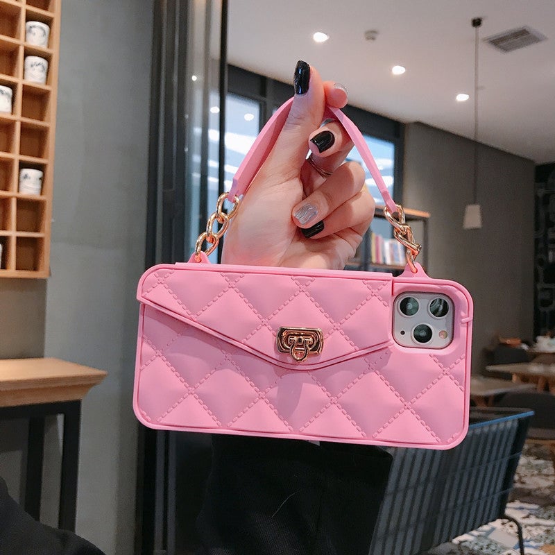 Etui pour téléphone portable avec chaîne en silicone souple