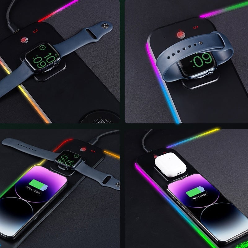 3-in-1 Extra Large Stain-Resistant Wireless Charging Mouse Pad