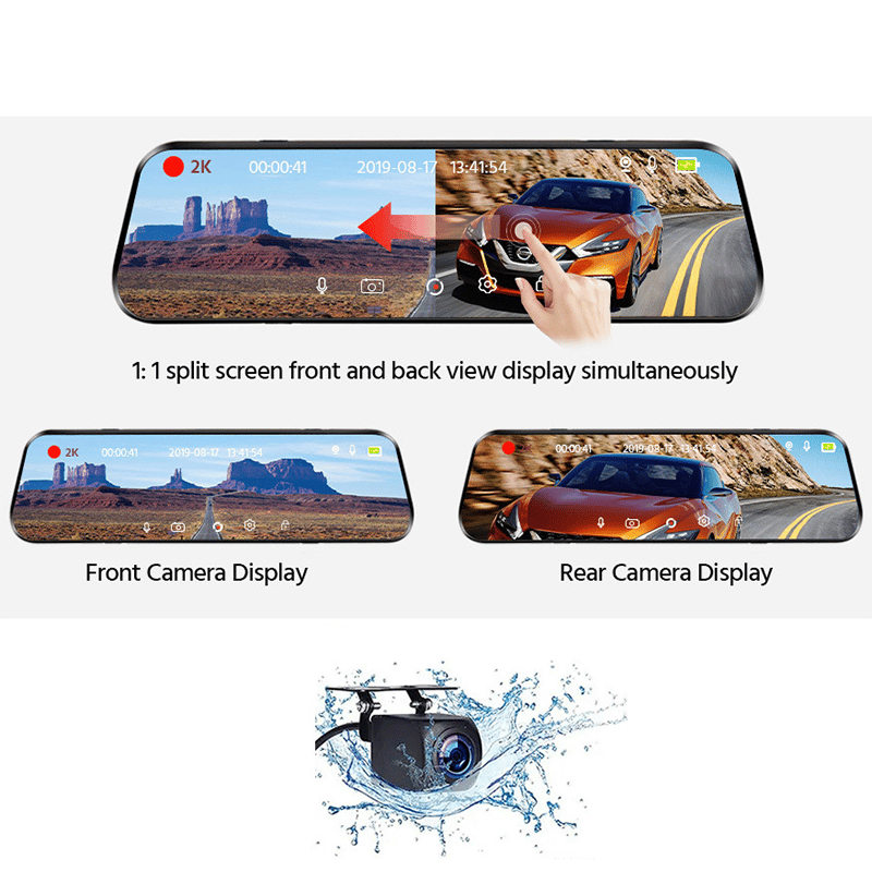 2K Rearview Mirror Streaming Media Dash Cam