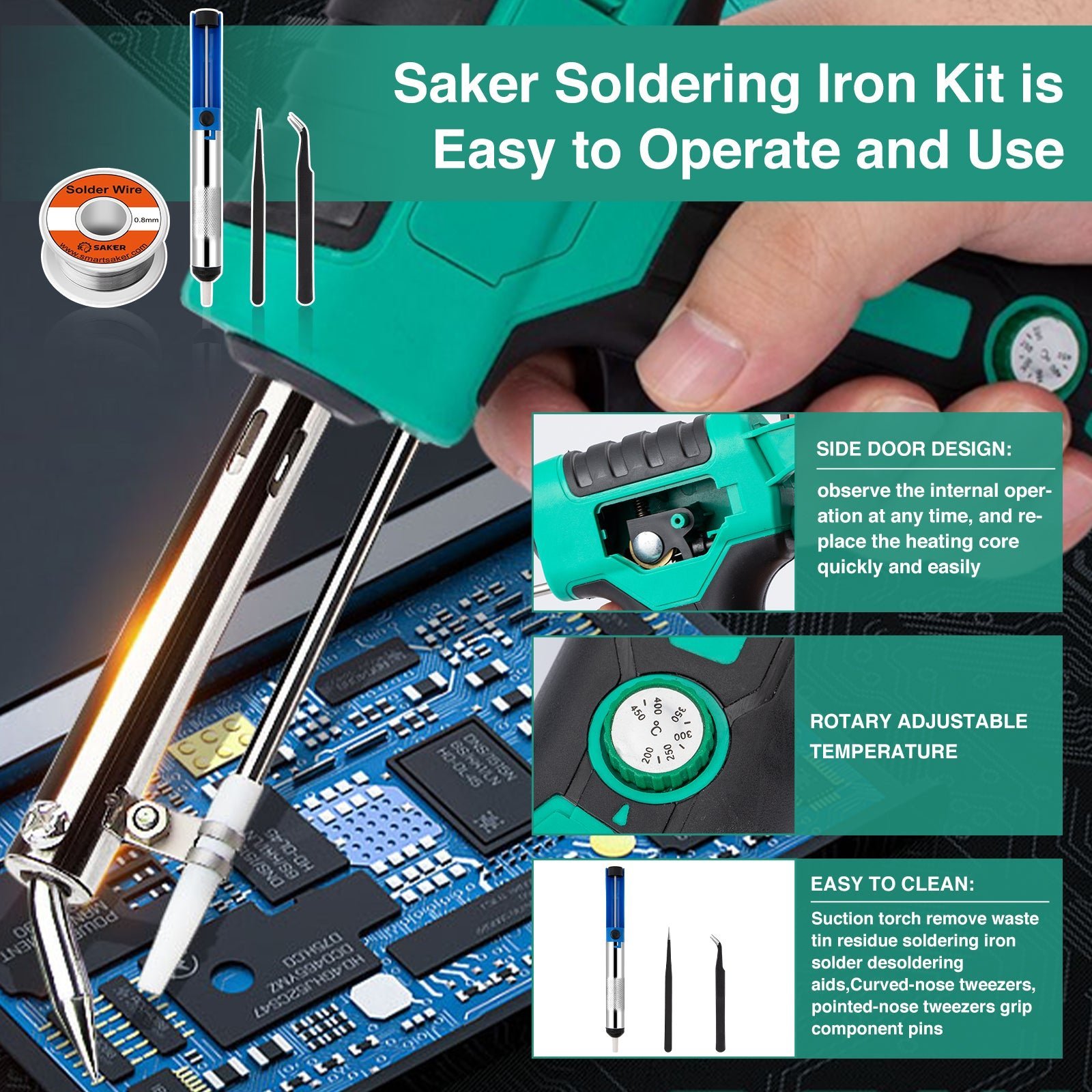 Sakerplus Adjustable Temperature Soldering Iron Kit