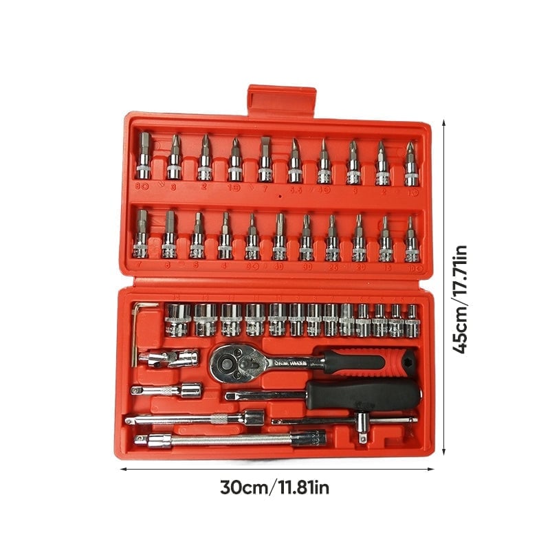 46-Piece 1/4-Inch Ratchet Wrench Socket Set