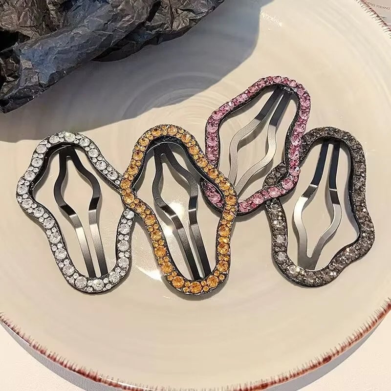Rhinestone Bling Snap Hair Clip Barrettes (4 Stk)