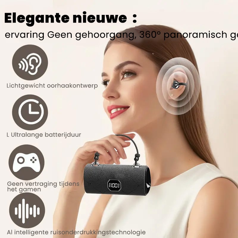 Modieuze draadloze clip-on hoofdtelefoon