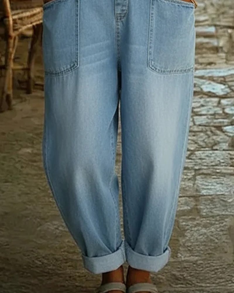 Casual Pocket Denim Jumpsuits