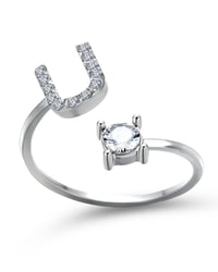 Offener Zirkonia-Ring mit Initialen