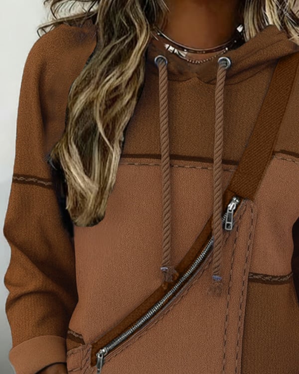 Stylischer Kapuzenpullover Mit Farbblockmuster