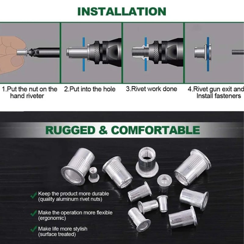 Aluminum open split rivet nuts