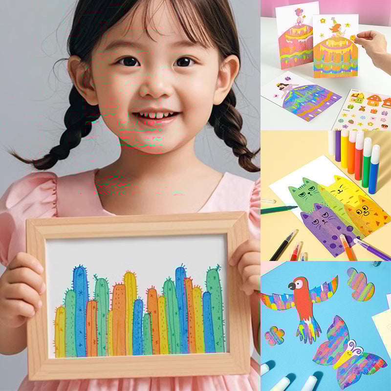 Creative Rainbow Scratch Art postkortsett for barn