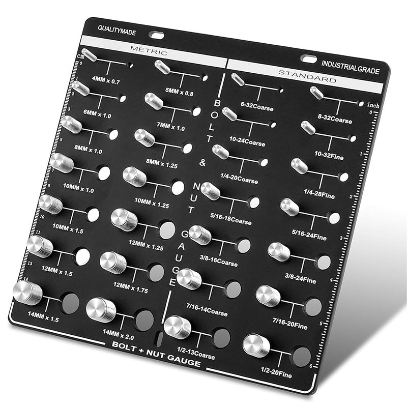 Screw & Thread Size Gauge – 28-Hole Square Checker