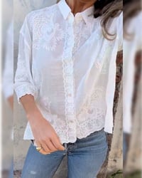 Lapel Button Print Solid Shirt