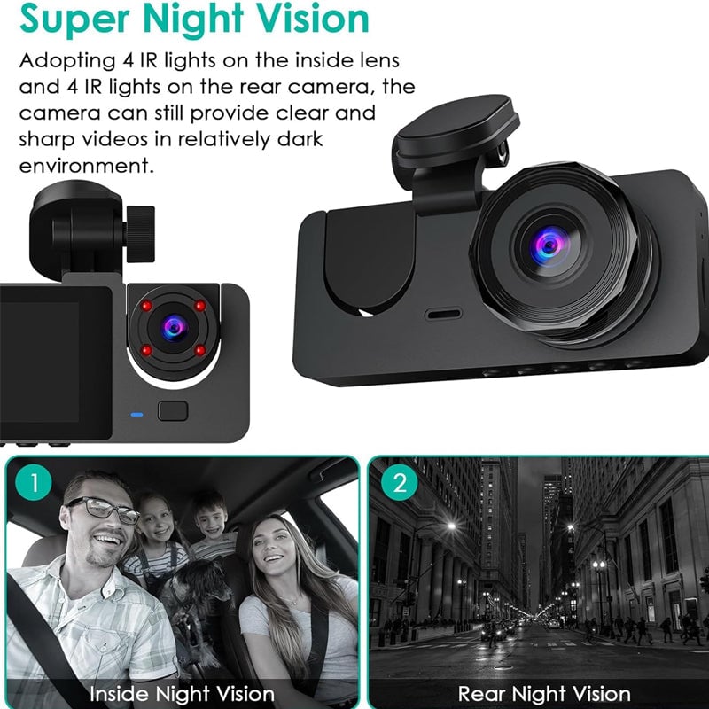 HD triple-lens driving recorder
