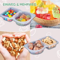 Snackbehälter mit Doppelfach und Deckel