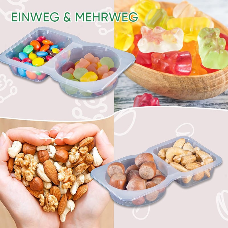 Snackbehälter mit Doppelfach und Deckel