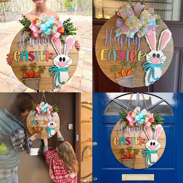 Easter Bunny Rabbit Sign Door Hanger