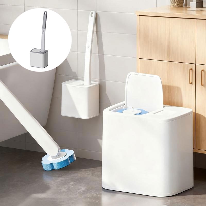 Einweg-Toilettenbürstenset mit austauschbaren Bürstenköpfen