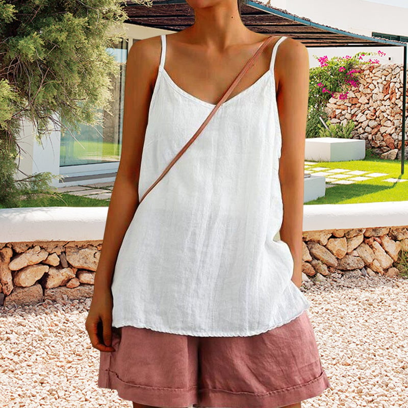 Camisola Suelta de Lino y Algodón para Mujer
