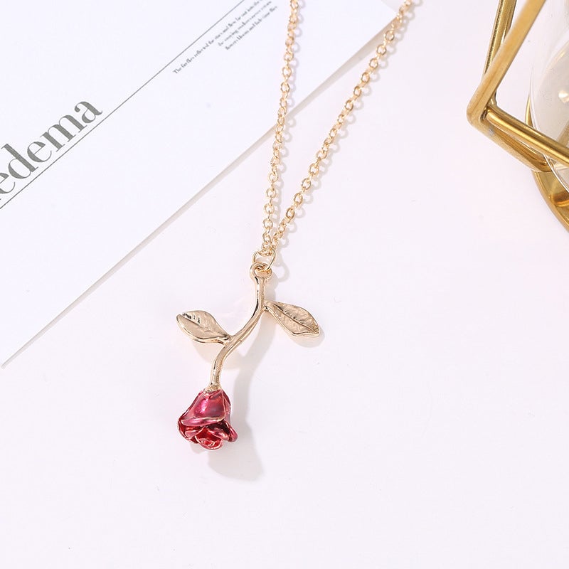 3D Rose Pendant Necklace