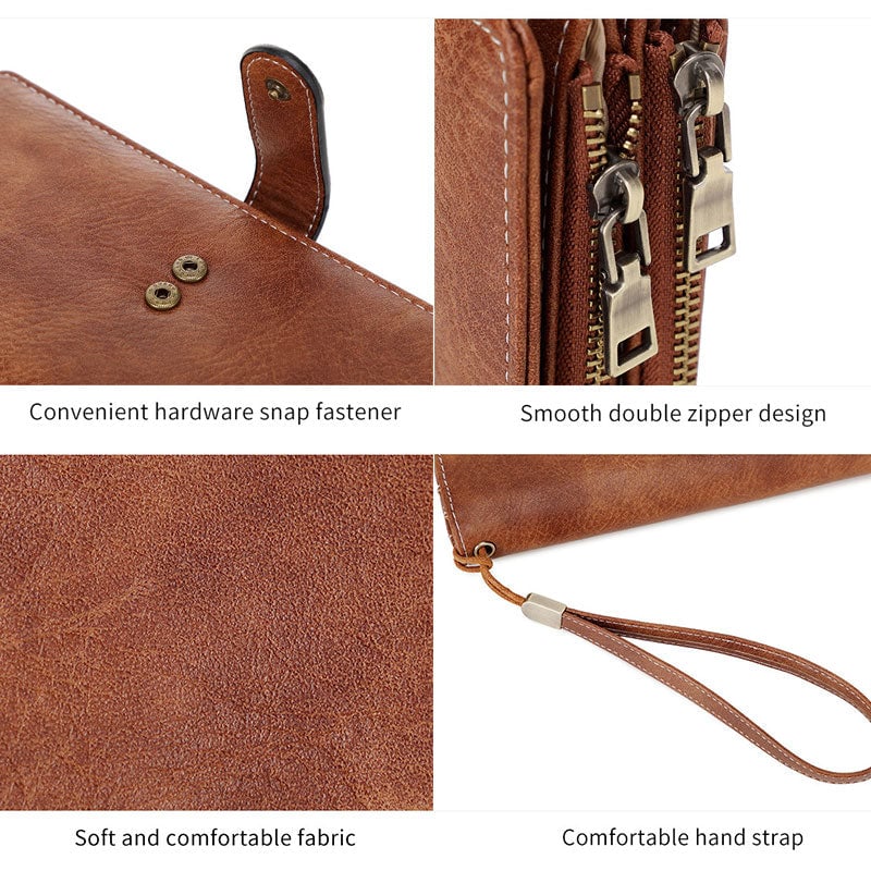 RFID Tri-fold Large Capacity Long Wallet