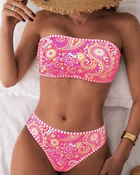 Two-Piece Ethnic-Style Printed Swimsuit