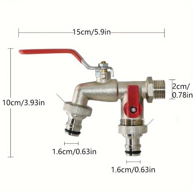 Robinet double sortie en alliage de zinc pour jardinage