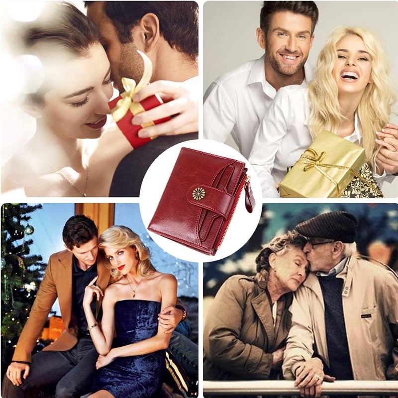 Women RFID Blocking Short Compact Bifold Wallet Mini Purse