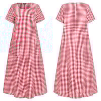 Short-Sleeved Plaid Dress