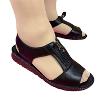 Sandalias Planas Piel Suave Cremallera