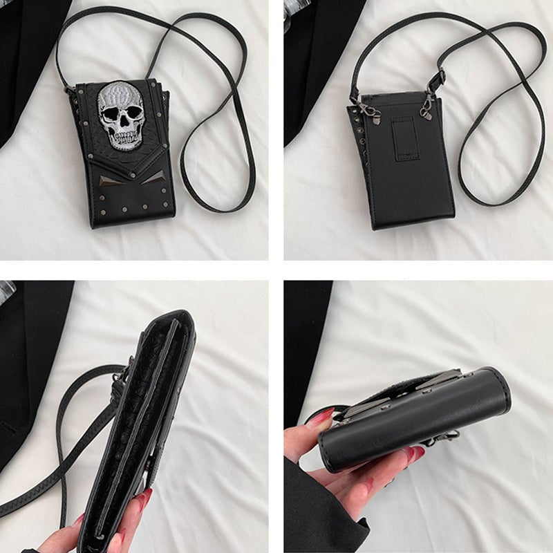 Punk Stil Totenkopf Mini Gürteltasche