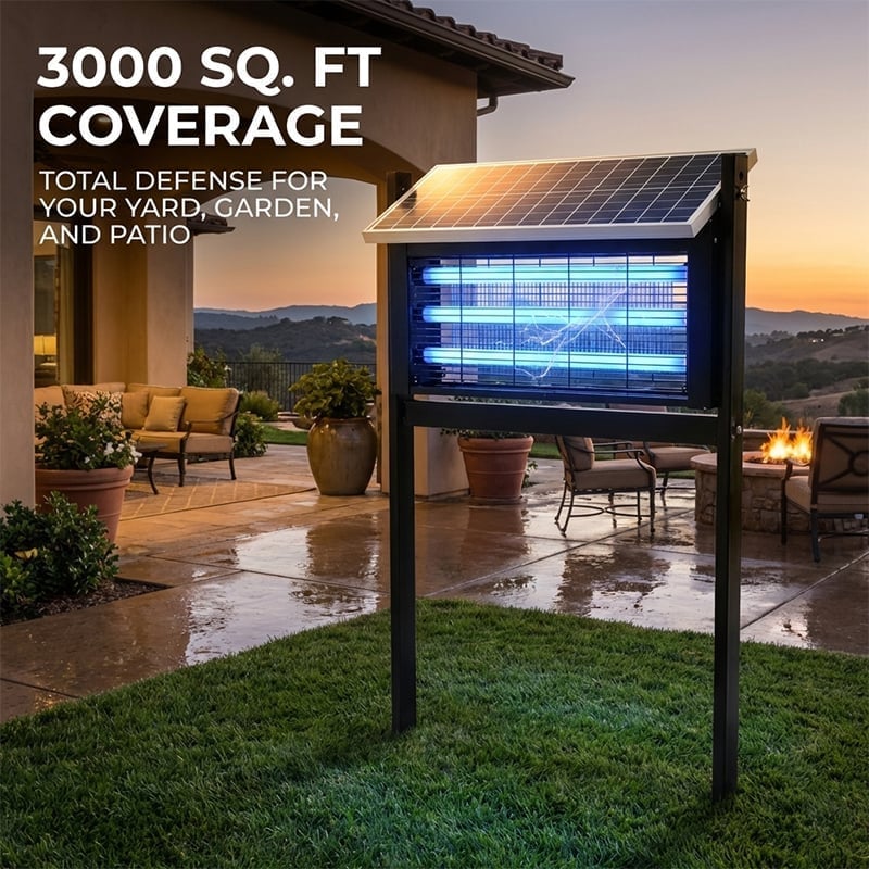 Triple Tube Solar Powered Mosquito Zapper