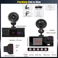 Sakerplus 3 Channel Dash Cam Front and Rear Inside