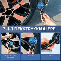 Digital Dekkpumpe med Trykkmåler