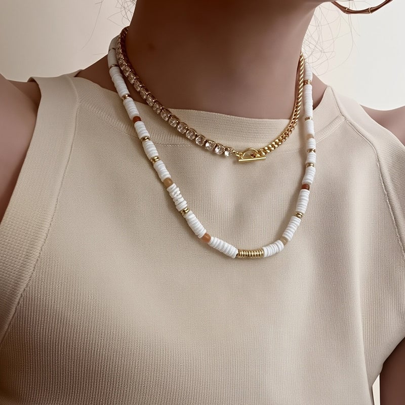 Frisbee Natural Beaded Necklace