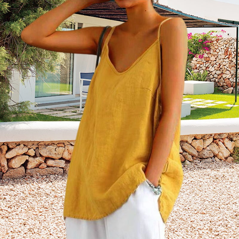 Camisola Suelta de Lino y Algodón para Mujer